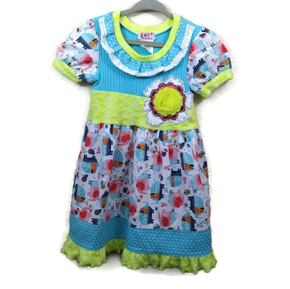ZAZA Couture Elephant Print Dress Size 3T